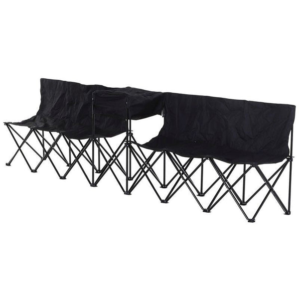 6 Seater Folding Steel Camping Bench With Cooler Bag Black