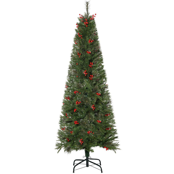 Homcom 7ft Pencil Artificial Christmas Tree with Realistic Branches
