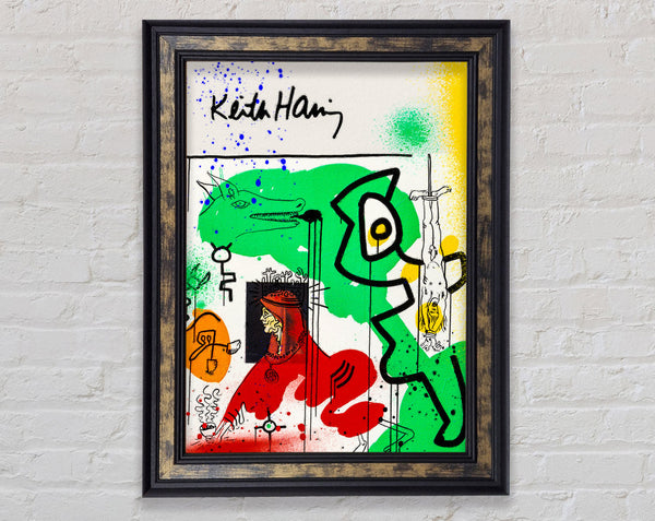 Keith Haring Woman In Red Framed Print