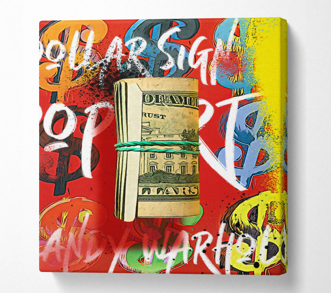  A Canvas Print of Andy Warhol Dollar Bill Rolled Canvas Wall Art