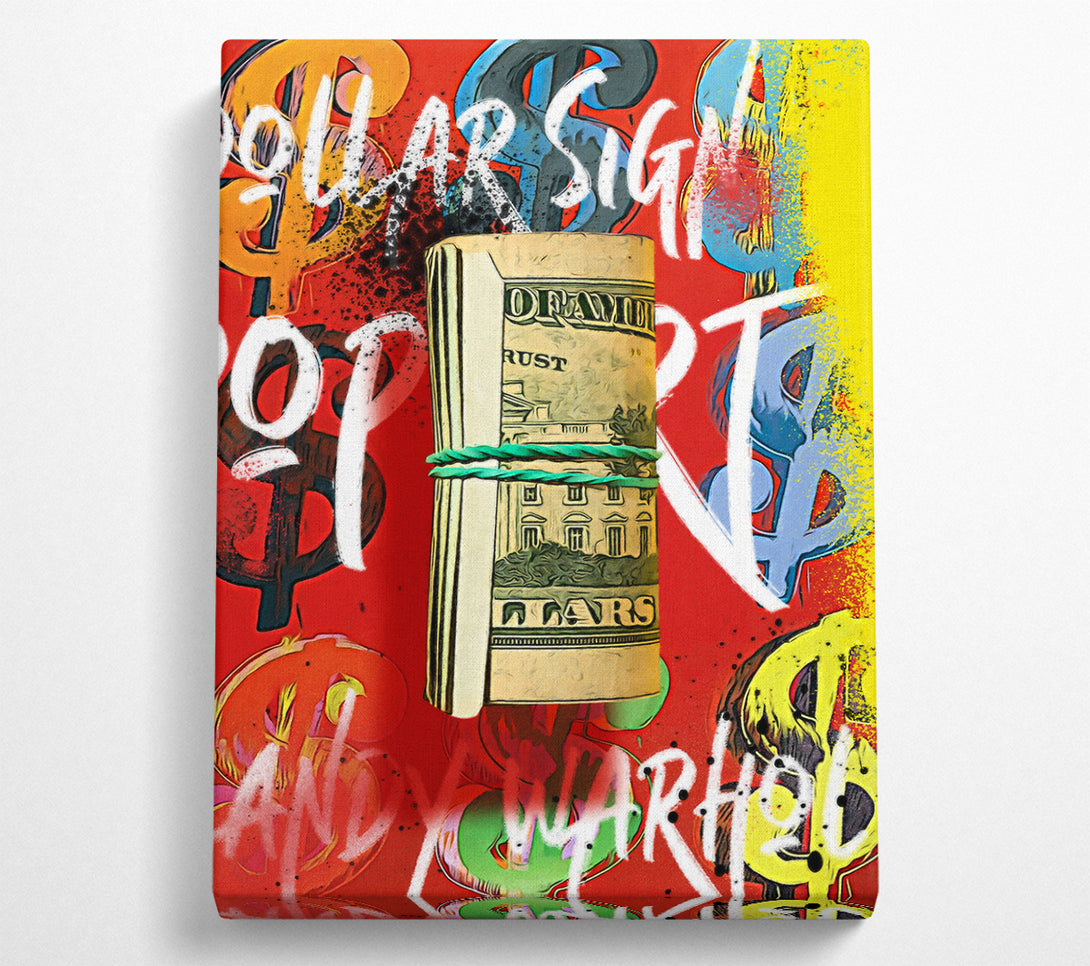  A Canvas Print of Andy Warhol Dollar Bill Rolled Canvas Wall Art