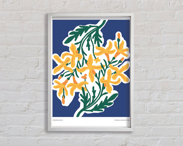 Gelbe Blumen auf Blau