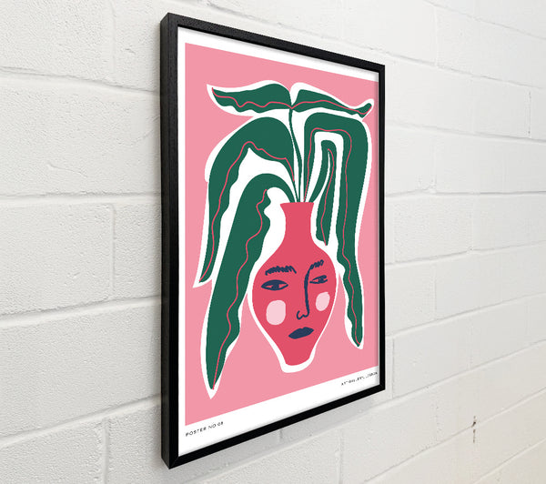 Green Leaves In A Pink Vase