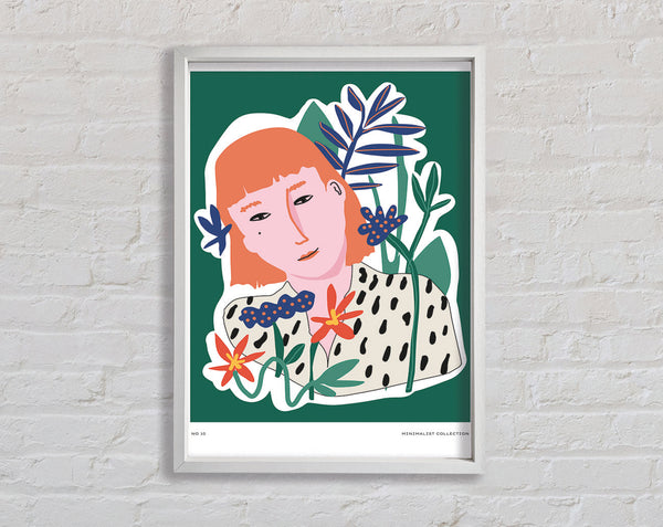 Red Head Woman Floral