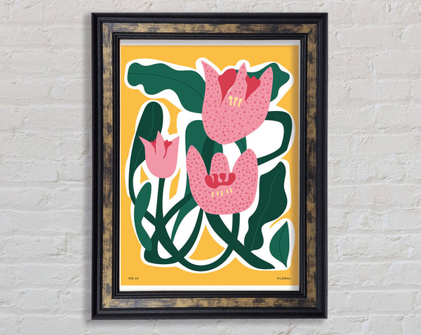 Pink Tulip Leaves Framed Print