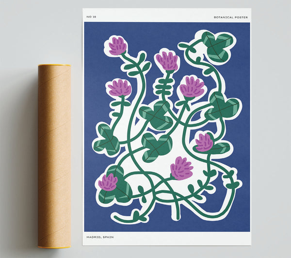 Spring Time Flowers On Purple Print