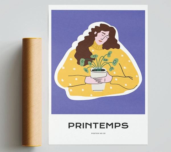 Woman Holding A Pot Of Flowers Print