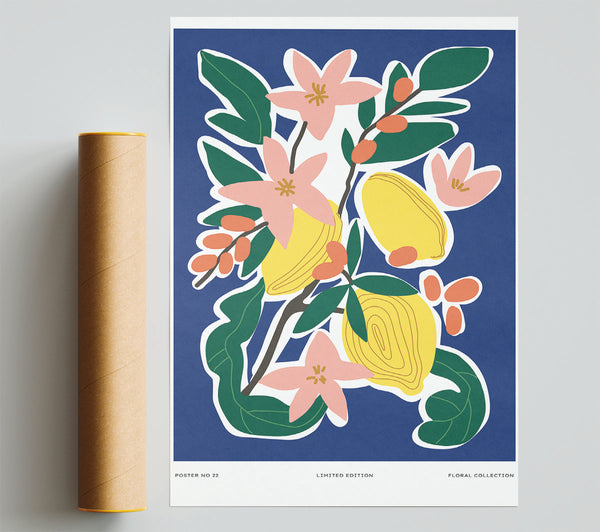 Lemons And Flowers Print