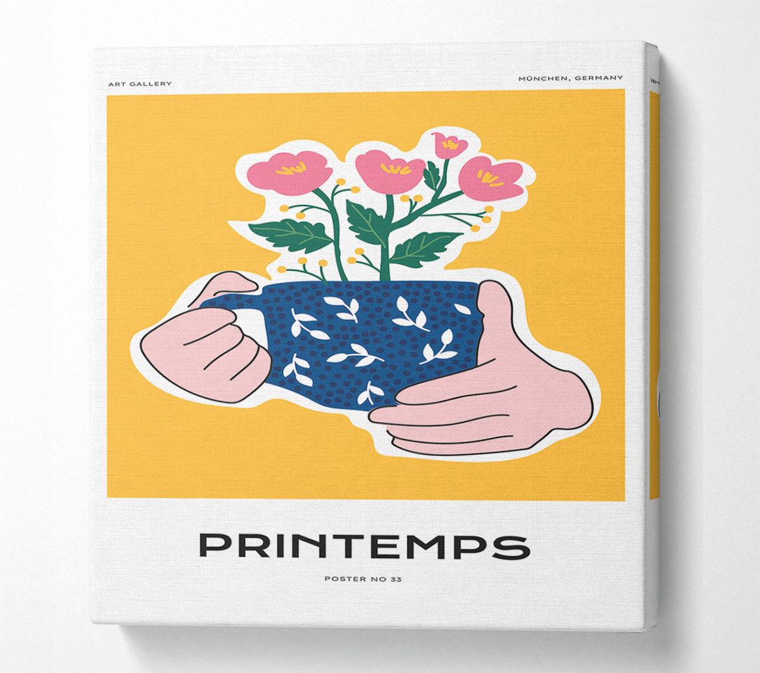  A Canvas Print of Cup Of Flowers Canvas Wall Art