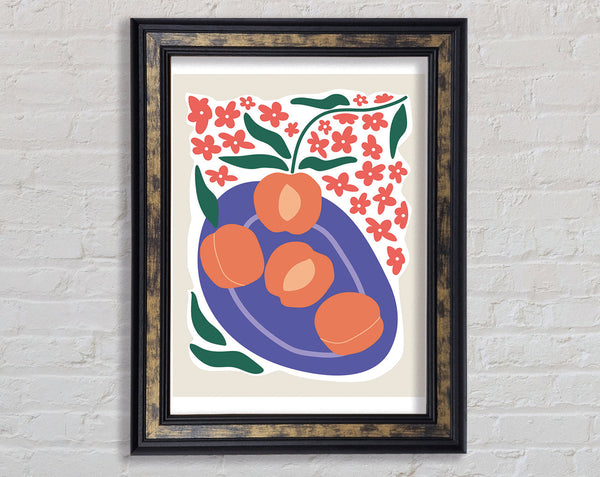 Peaches On A Plate Framed Print