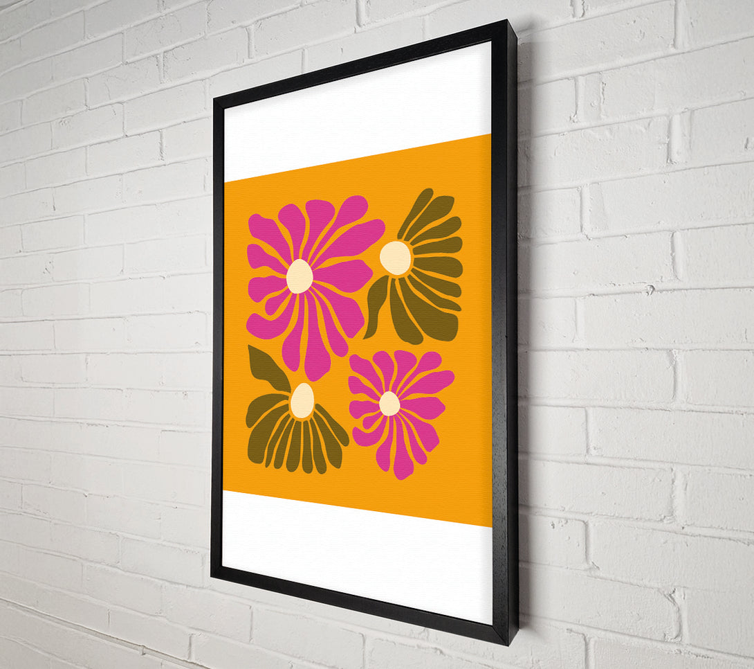  A Canvas Print of Pink Flowers On Orange Canvas Art