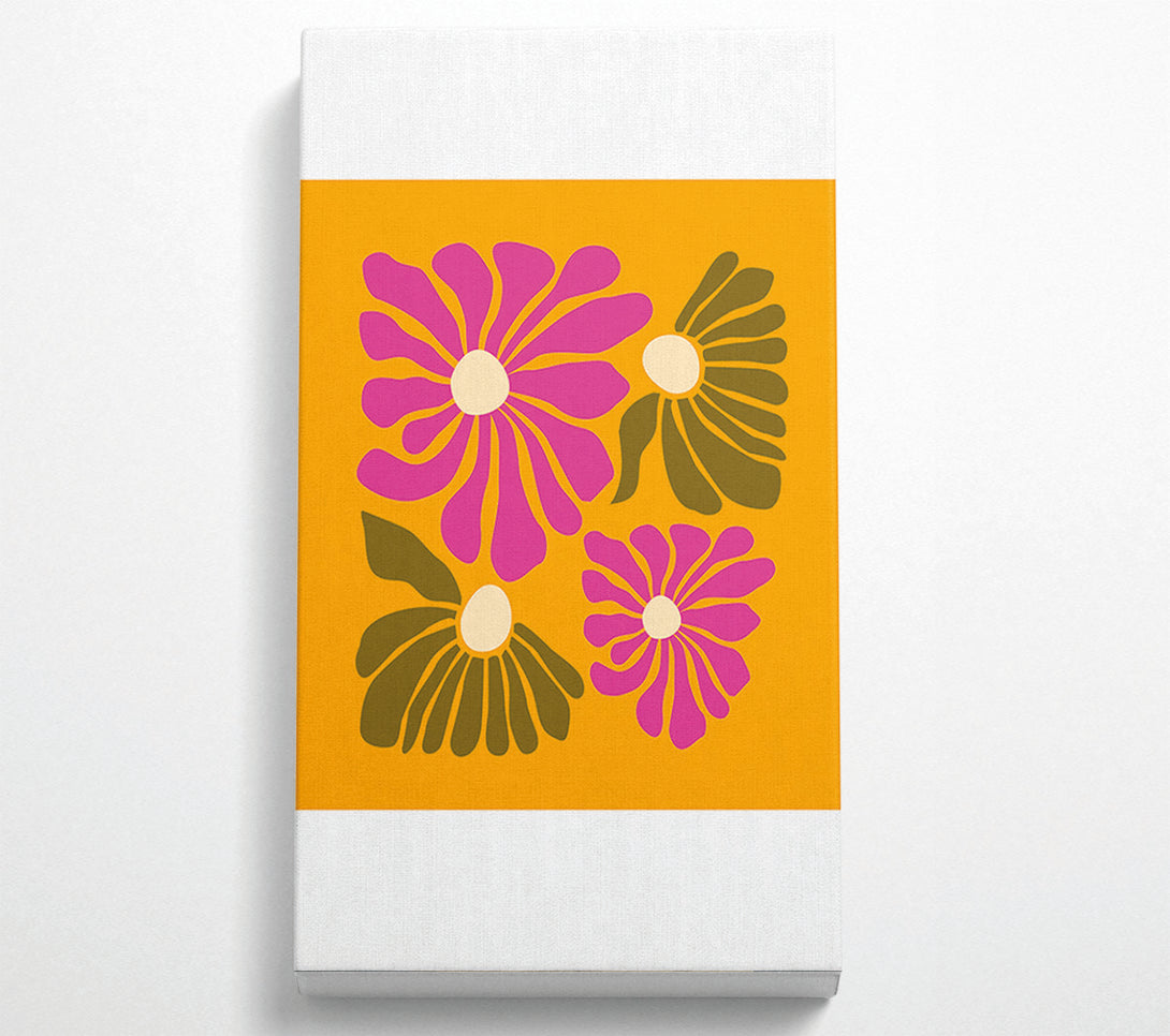  A Canvas Print of Pink Flowers On Orange Canvas Art
