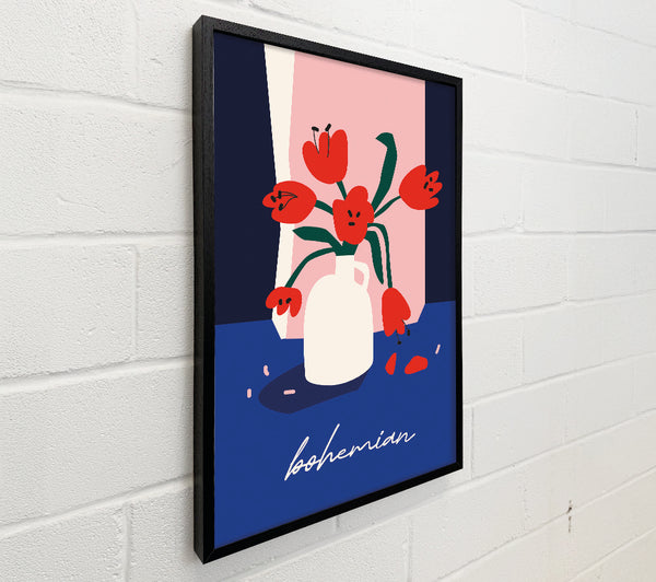 Bohemian Vase Red Flowers