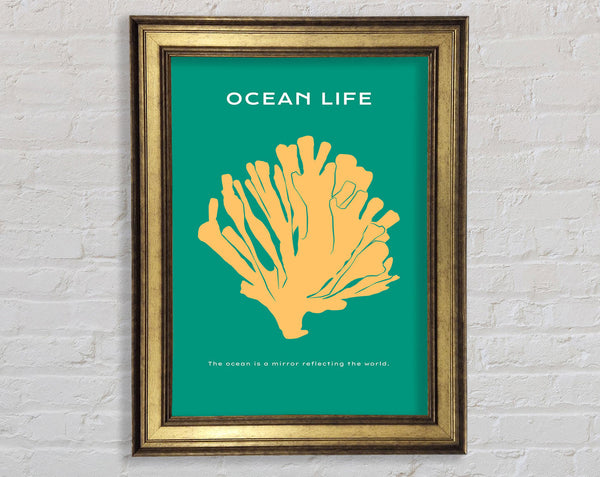 Yellow Coral On Green Framed Print