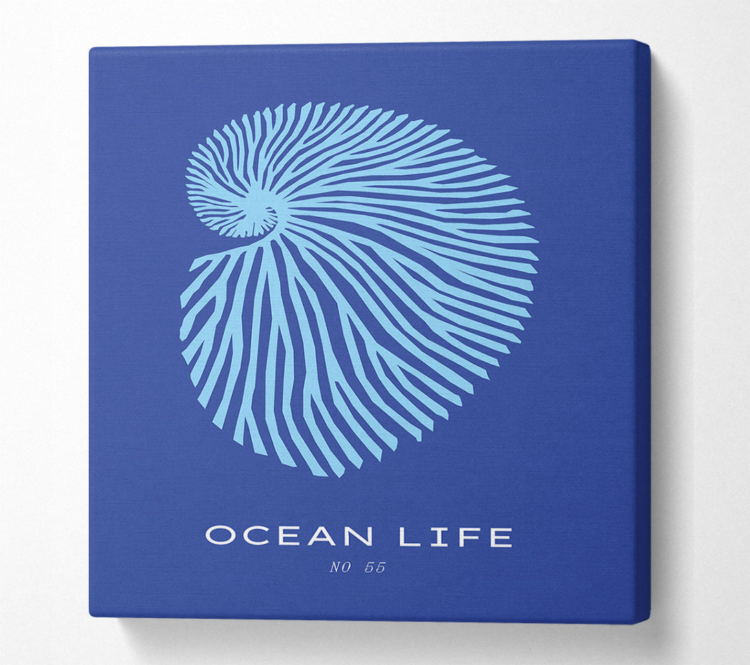  A Canvas Print of Ocean Life Shell Blue Canvas Art