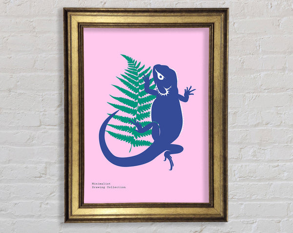 Bearded Dragon And Fern Framed Print