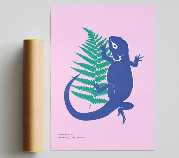 Bearded Dragon And Fern Poster
