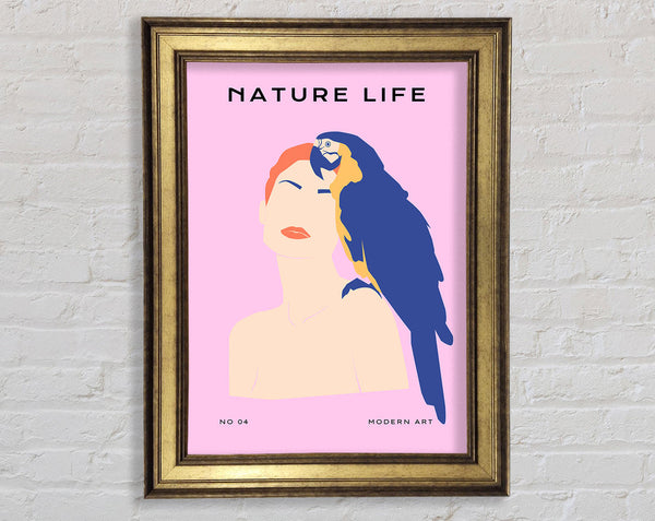 Woman And A Parrot Framed Print