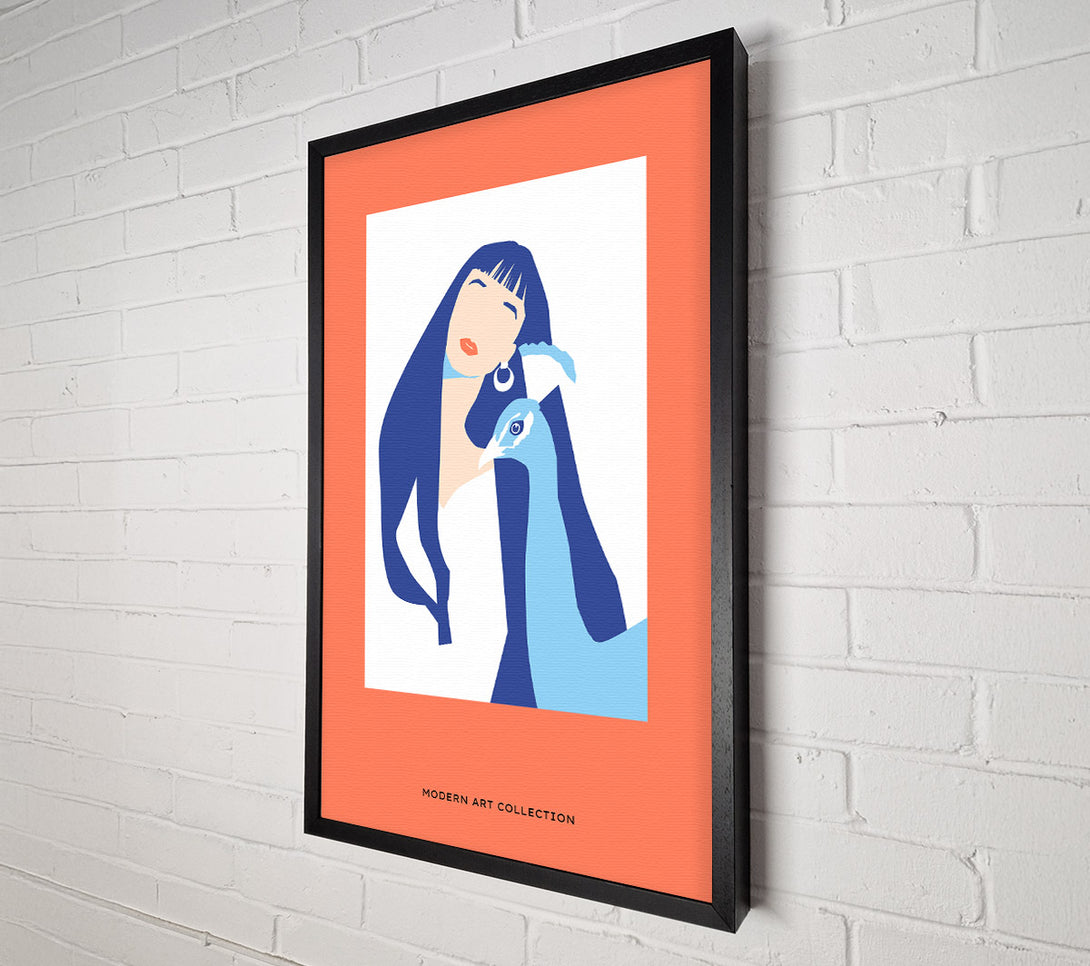  A Canvas Print of Woman And Peacock Canvas Art
