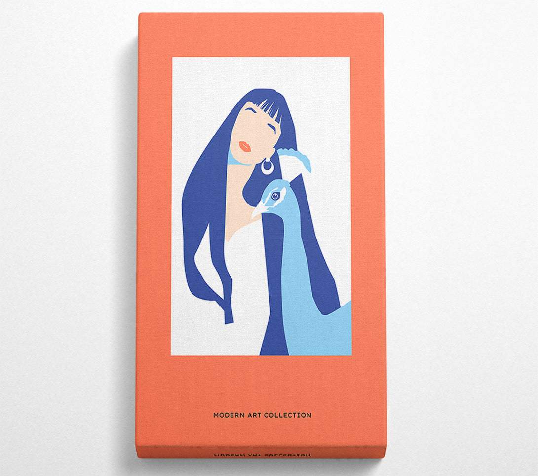  A Canvas Print of Woman And Peacock Canvas Art