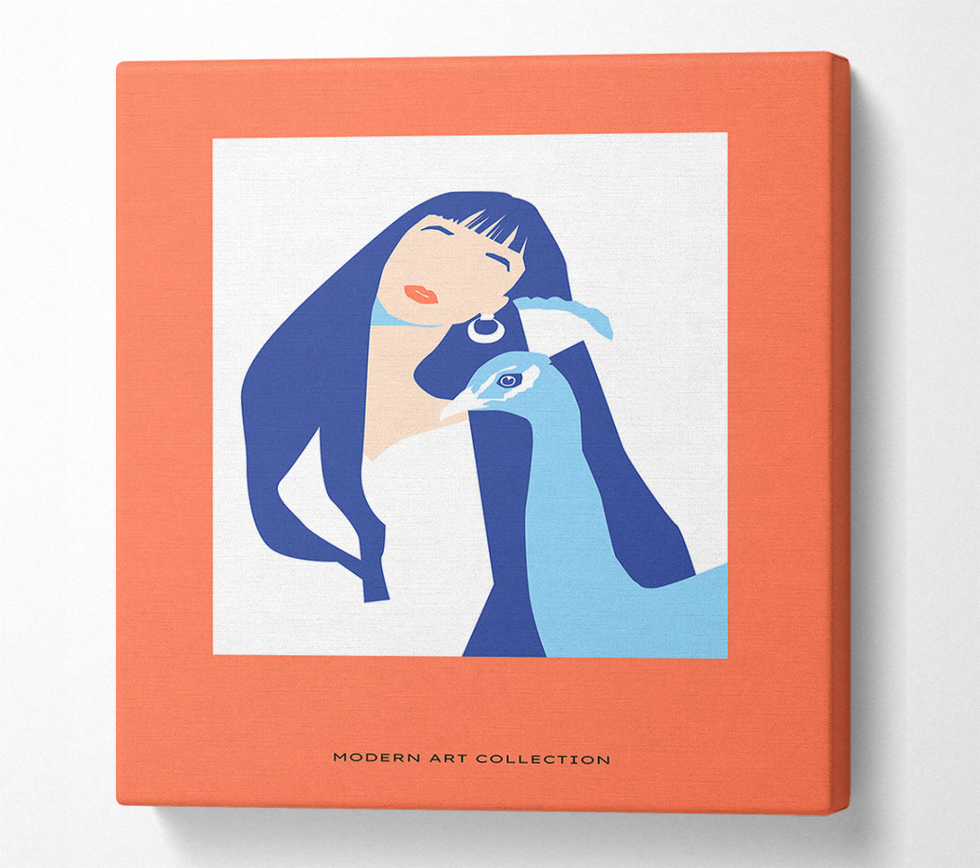  A Canvas Print of Woman And Peacock Canvas Art