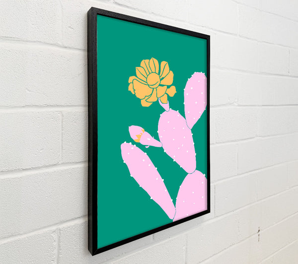 Pink Cactus With A Yellow Flower