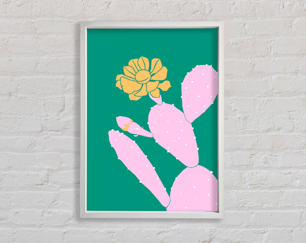 Pink Cactus With A Yellow Flower