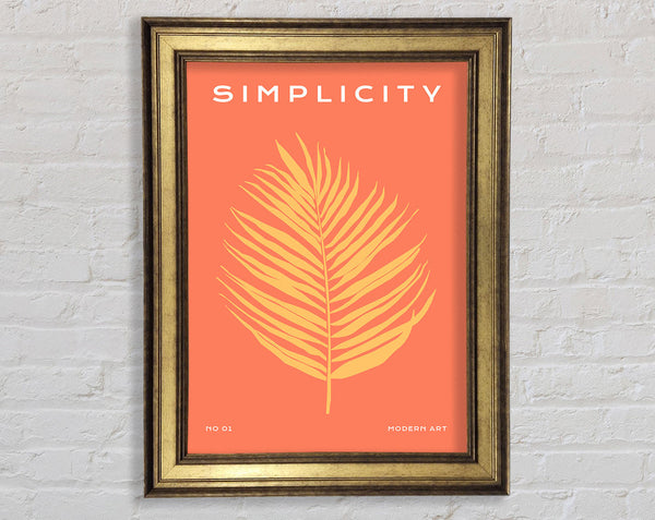 Modern Leaf On Orange Framed Print