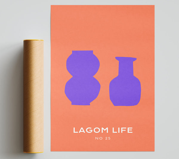 Purple Vases On Orange Print