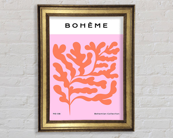 Orange Bohemian Leaves Framed Print