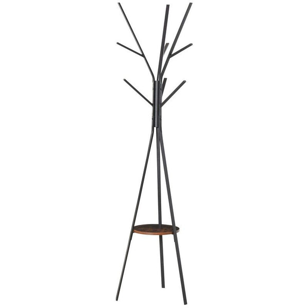 Free Standing Metal Coat Rack Stand 9 Hooks With Shelf In Brown