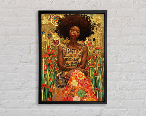 African Woman Poppy Fields Framed Print