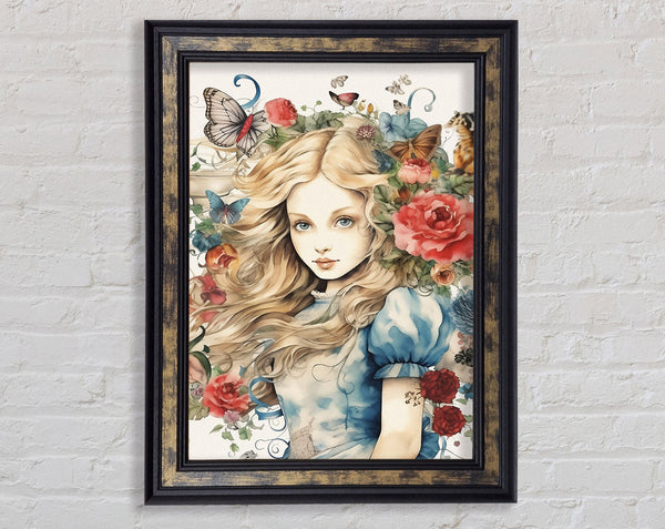 Alice In The Flowers Framed Print