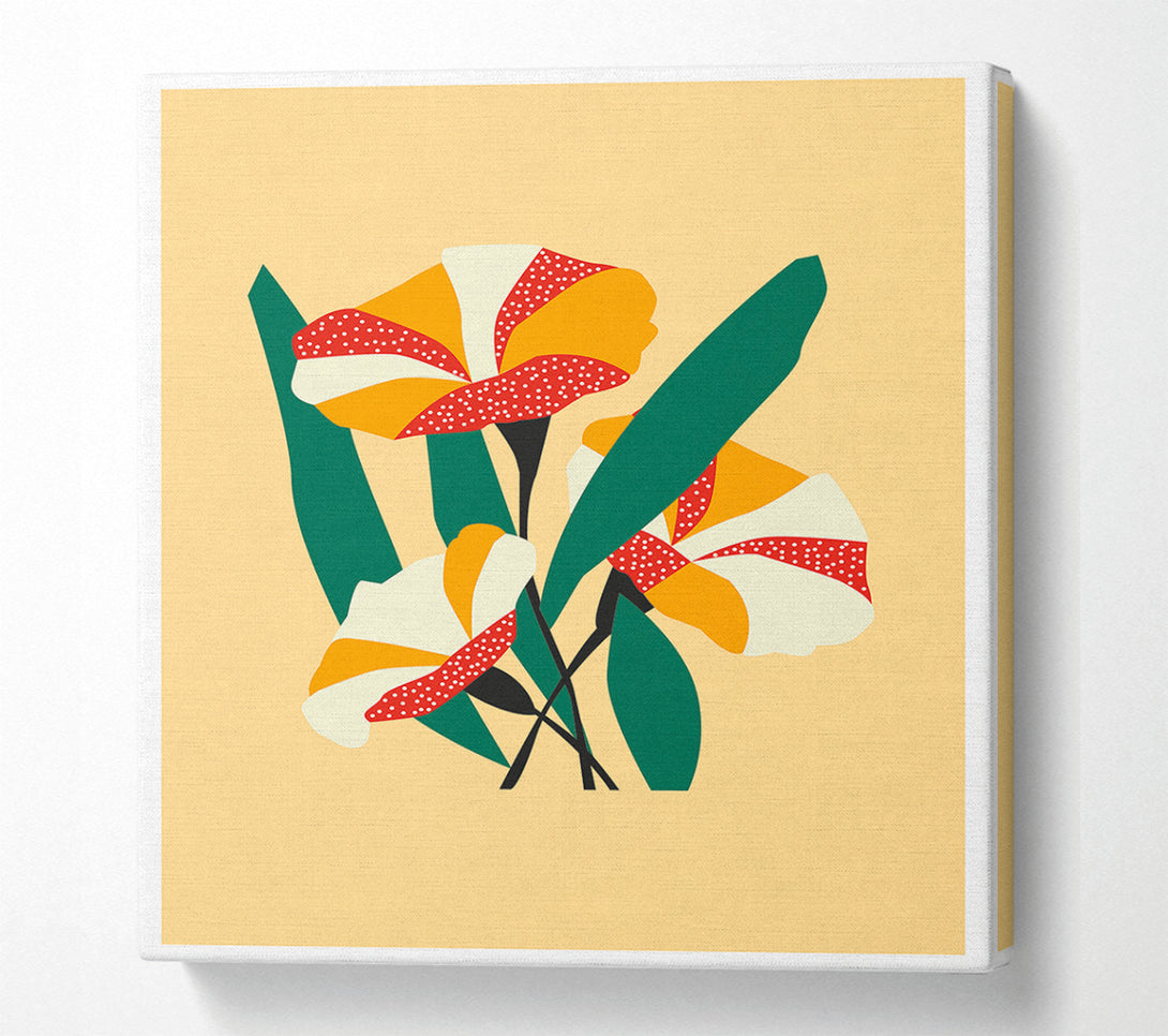  A Canvas Print of Artistic Bohemian Flowers And Leaves Beige Canvas Wall Art