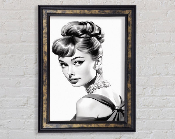 Audrey Hepburn Breakfast At Tiffany'S Sketch Framed Print