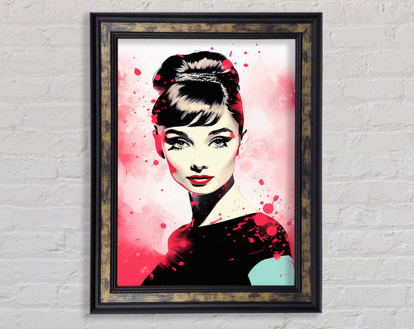 Audrey Hepburn Red Splash Framed Print
