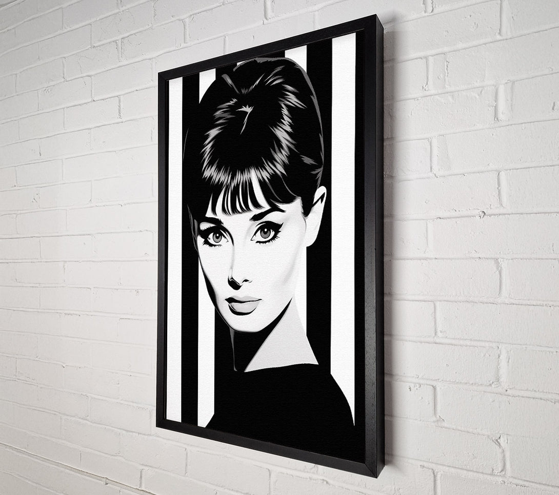  A Canvas Print of Audrey Hepburn Stripes Canvas Wall Art