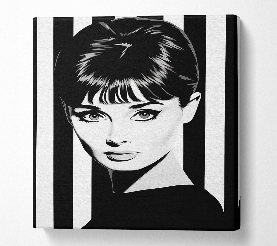 A Canvas Print of Audrey Hepburn Stripes Canvas Wall Art