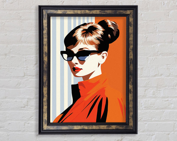 Audrey Hepburn Sunglasses Retro Vintage Fashion Framed Print