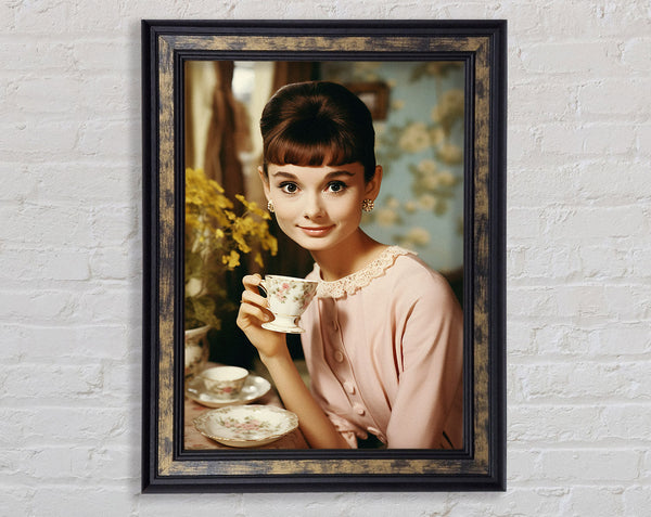 Audrey Hepburn Teacup Framed Print