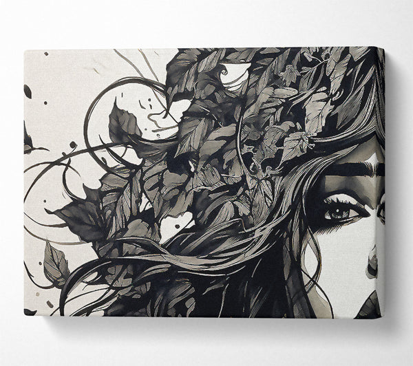  A Canvas Print of Autumn Leaf Hair Canvas Print