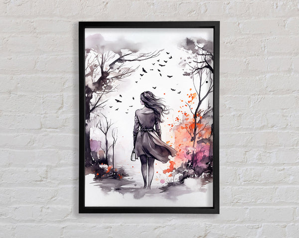 Autumn Park Stroll Framed Print