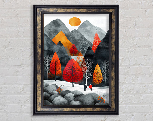 Autumn Sunset Walk Framed Print