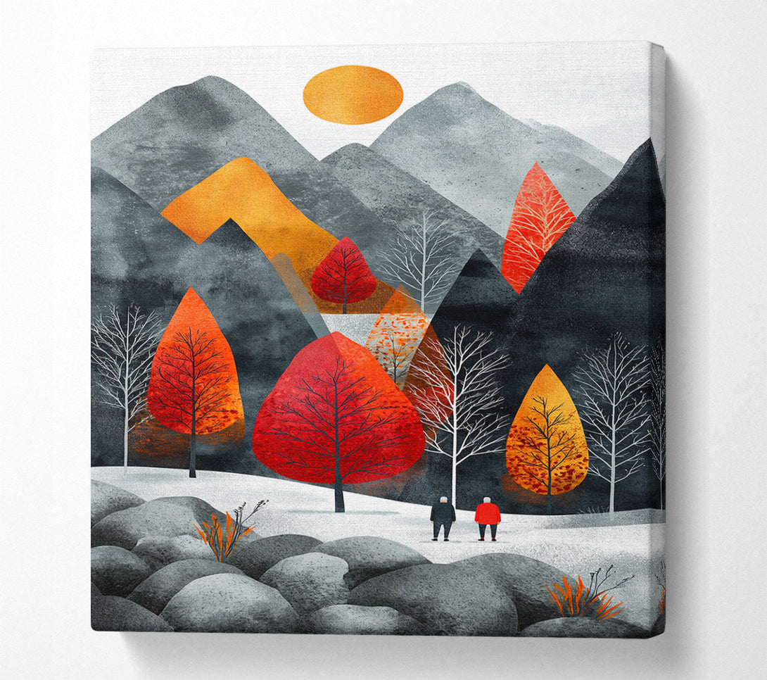  A Canvas Print of Autumn Sunset Walk Canvas Print