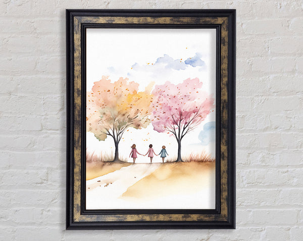 Autumn Walk Together Framed Print