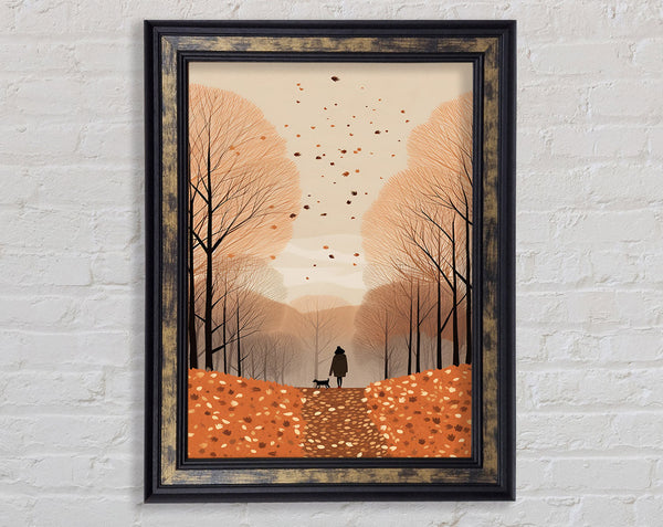 Autumnal Dog Walk Framed Print