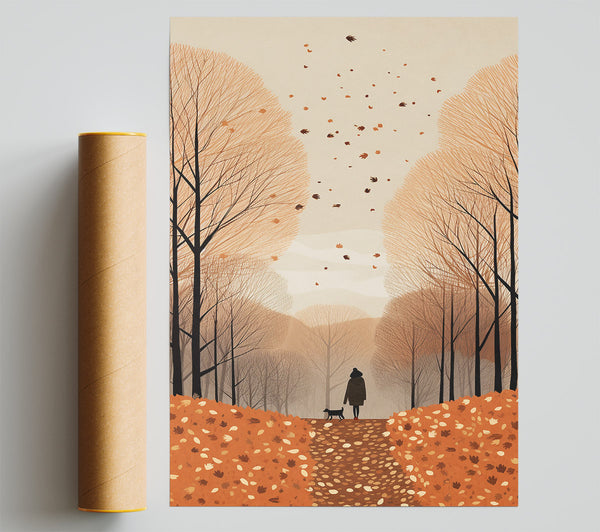 Autumnal Dog Walk Poster