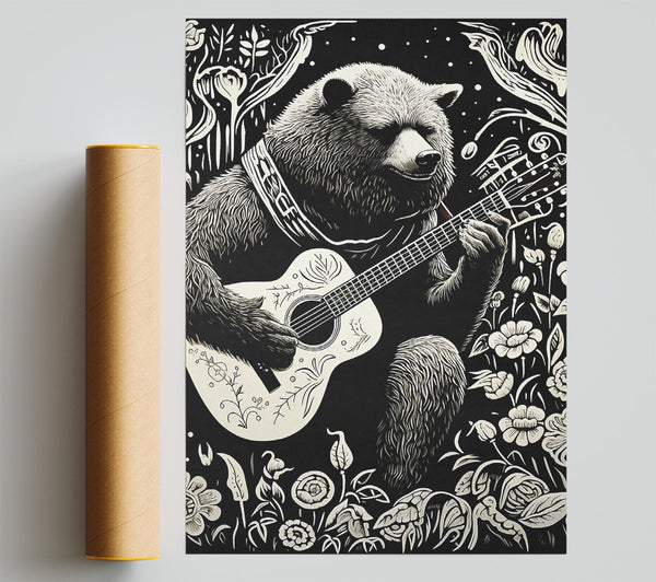 Bear And His Guitar Giclee Print