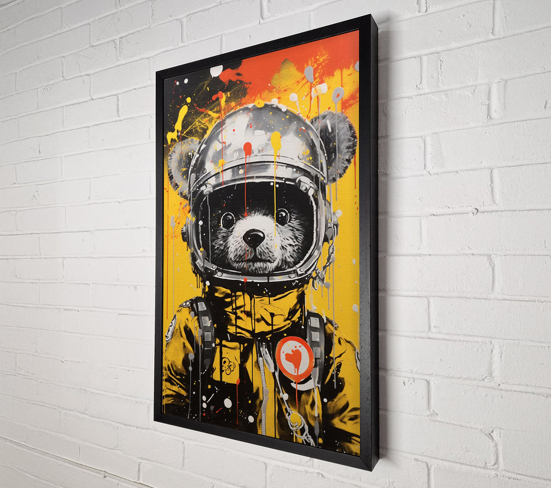  A Canvas Print of Bear Cub Astronaut Paint Splash Canvas Art