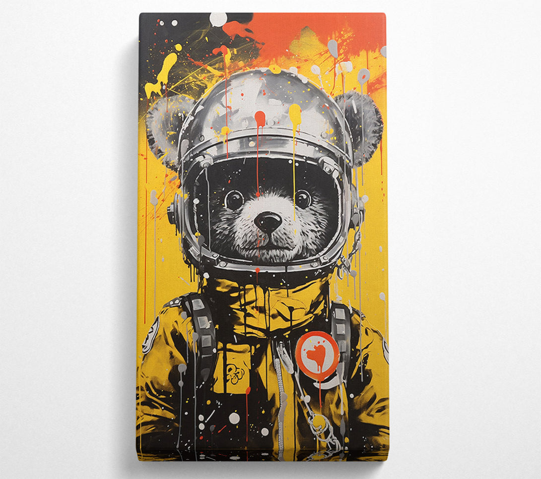  A Canvas Print of Bear Cub Astronaut Paint Splash Canvas Art